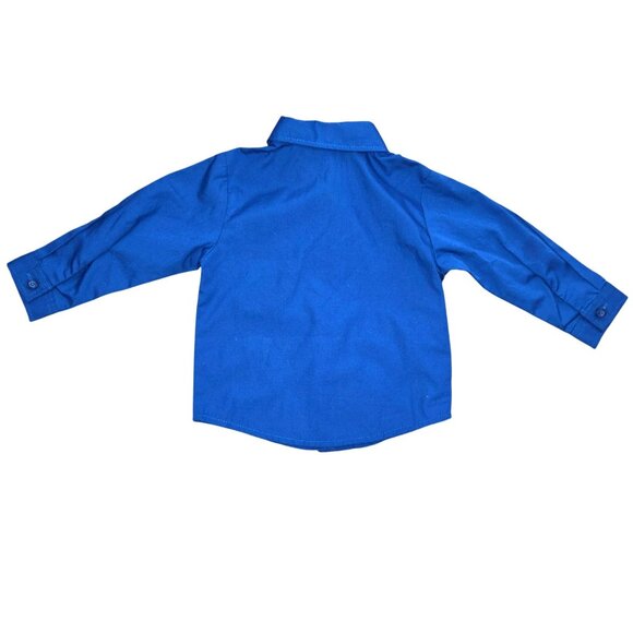 George Blue Gray 3 Piece Formal Button Shirt Vest Pants Suit Set Baby Boy's 12M - Picture 3 of 10